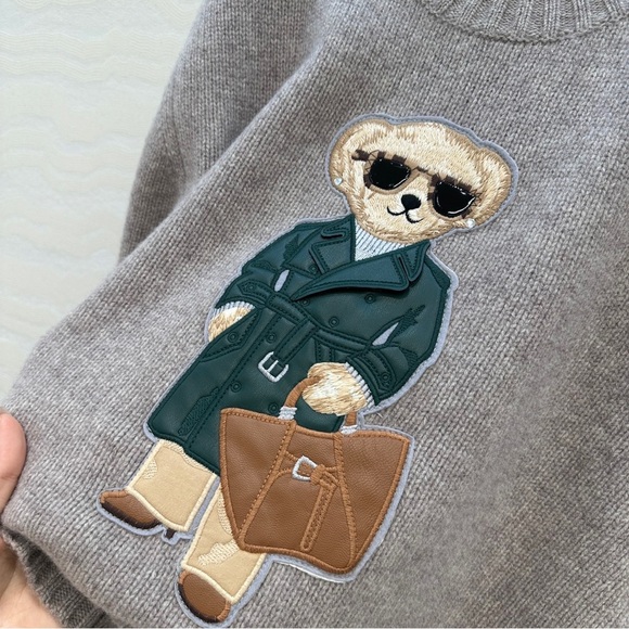 Ralph Lauren Gray Sweater with Bear Design - Picture 7 of 9